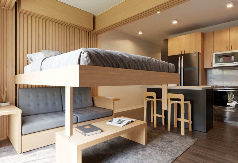 Phòng khách biến thành phòng ngủ trong 30s với khung giường nâng thông minh